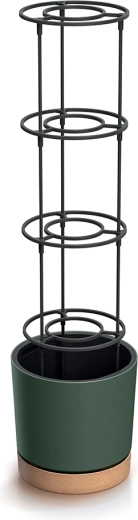 Samozavlažovací květináč s oporou pro rajčata 35 l Prosperplast Home Grower, tmavě zelený