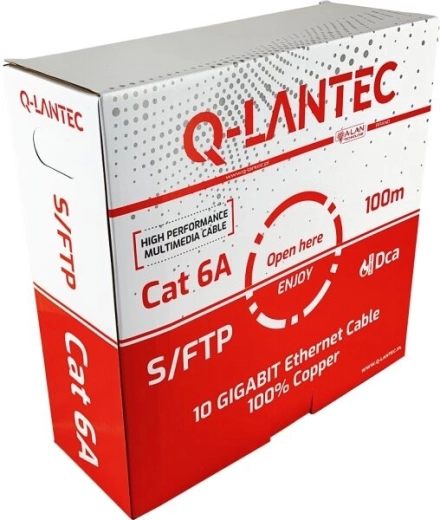 Q-LANTEC teleinformatický kabel S/FTP kategorie 6A LSOH Dca 100 m