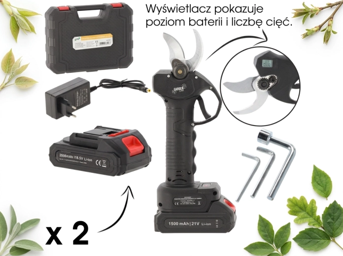 Akumulátorové zahradní nůžky 21 V, střih do 30 mm