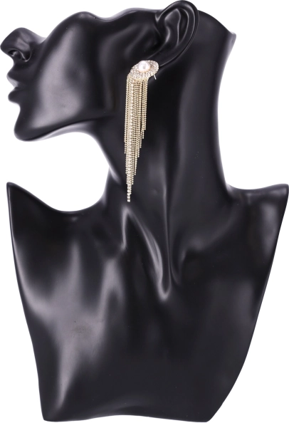 Dlouhé náušnice se zavěšenými krystaly - zlato