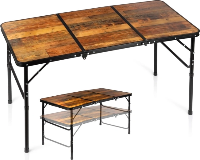 Skládací turistický stůl Vilde 2v1 s nastavitelnou výškou 120 × 60 cm