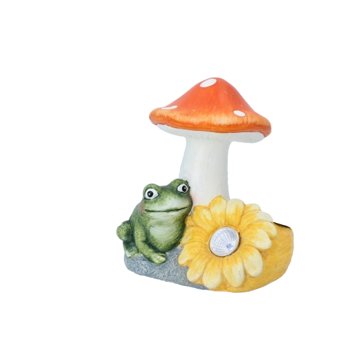 Zahradní figurka muchomůrka s květinou a LED světlem