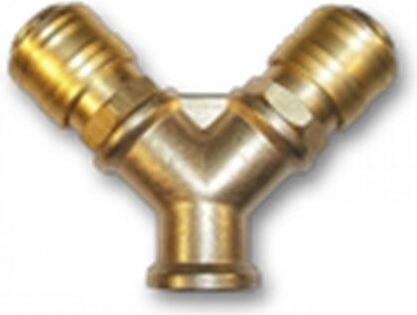 Mosazná rozdvojka na hadici s vnitřním závitem 3/8" a dvěma rychlospojkami