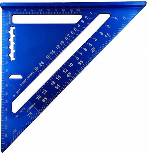 Renew Force tesařský úhelník 180 mm (7") modrý s laserovou stupnicí + rukavice a 3 tesařské tužky