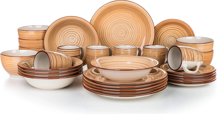 Jídelní sada Spiral Brown 30dílná keramická