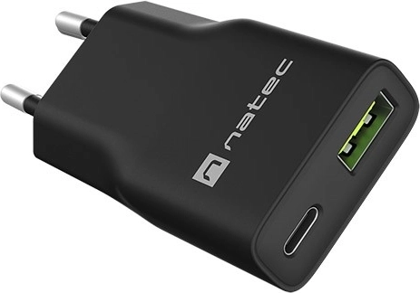 Natec Ribera GaN slim síťová nabíječka 20 W (USB-C + USB-A) - 1 kus