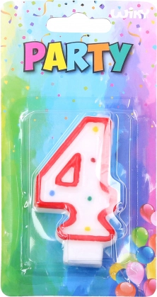 Párty svíčka číslo 4 červená