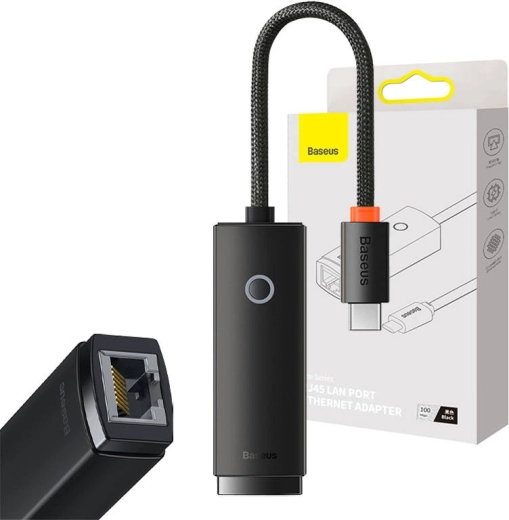 Síťový adaptér BASEUS Lite USB‑C na RJ45 (100 Mb/s) – černý