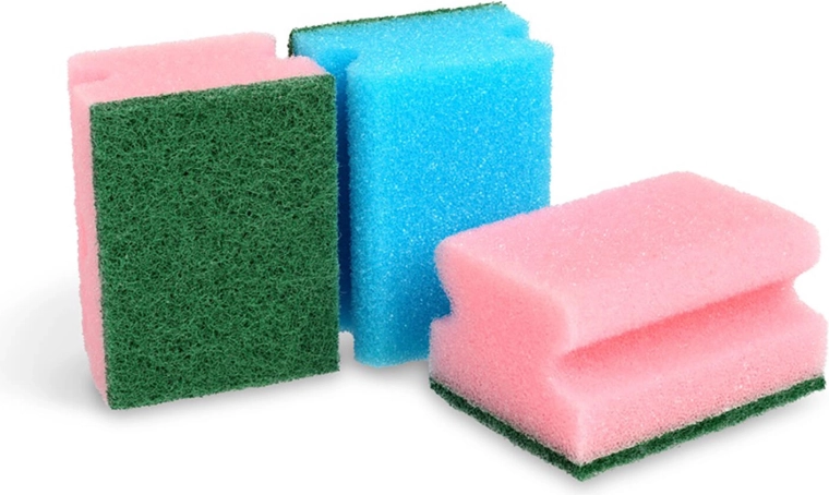 Tvarovaná houbička na nádobí 9,5 × 7 × 4,5 cm, mix barev, 3 ks