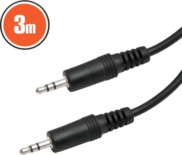 Audio kabel jack 3,5 mm – jack 3,5 mm, 3 m, černý
