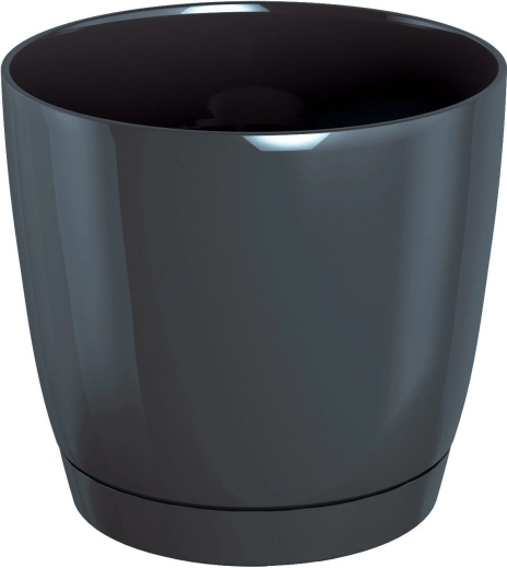 Květináč Coubi Round s miskou 28 cm grafitový