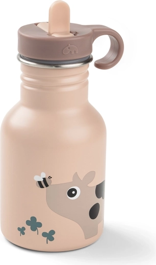 Done by Deer nerezová dětská láhev Tiny farm růžová 350 ml