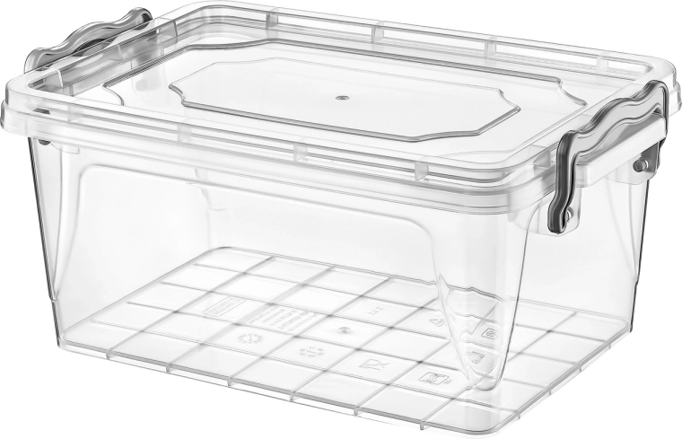 Plastový úložný box s klipy 1,5 l transparentní