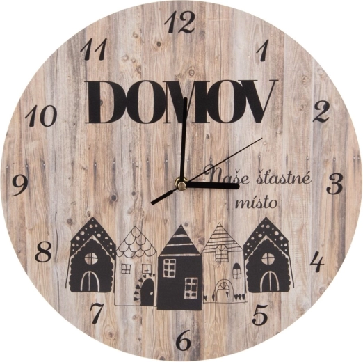 Nástěnné hodiny Domov… hnědé 34 cm