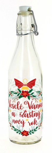 Skleněná lahev s patentním uzávěrem 1 l Krásné Vánoce