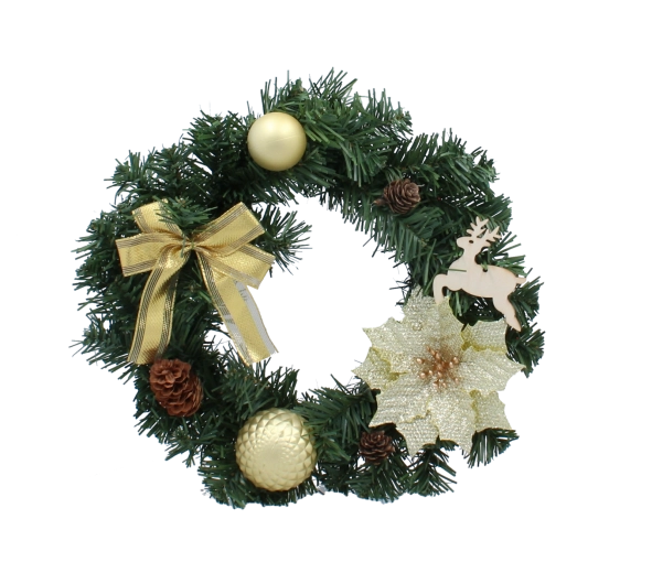 Zlatý vánoční věnec 30 cm