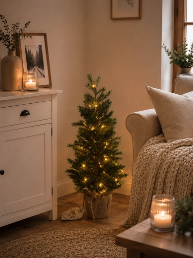 Umělý vánoční stromeček 70 cm v květináči s LED osvětlením