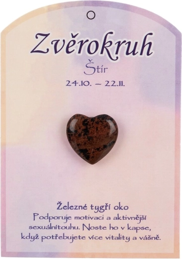 Kámen z přírodního železného tygřího oka ve tvaru srdce – Štír