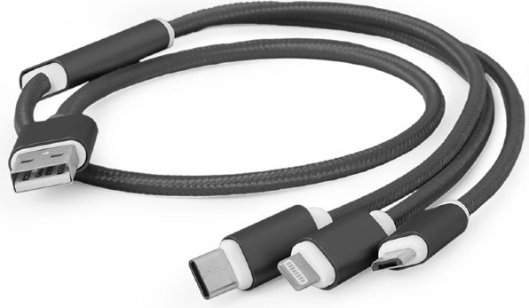 USB nabíjecí kabel 3v1, 1 m, černý