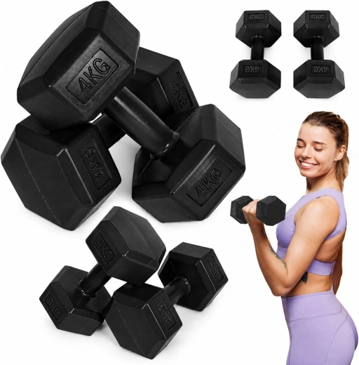 Hexagonální činky MOVEPRO 2×4 kg (černé)