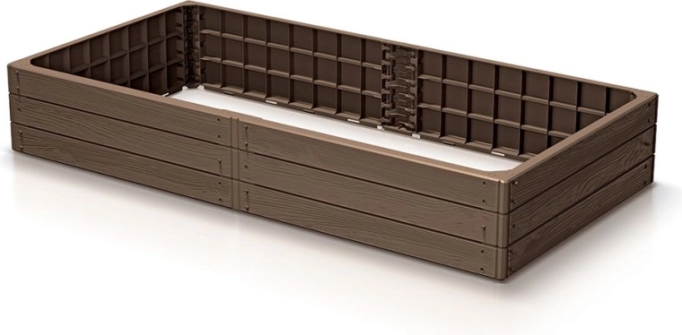 Vyvýšený zahradní záhon BASE WOODY – rustikálně cihlový plastový modulární záhon