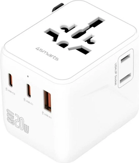 Cestovní adaptér 20W GaN NOMAD s 2x USB‑C a 1x USB‑A