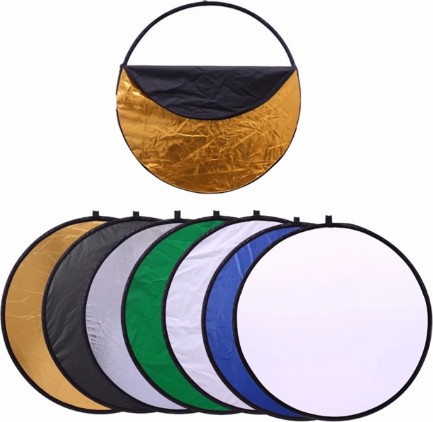 Skládací fotografická blenda 7 v 1, kulatá 60 cm s difuzorem