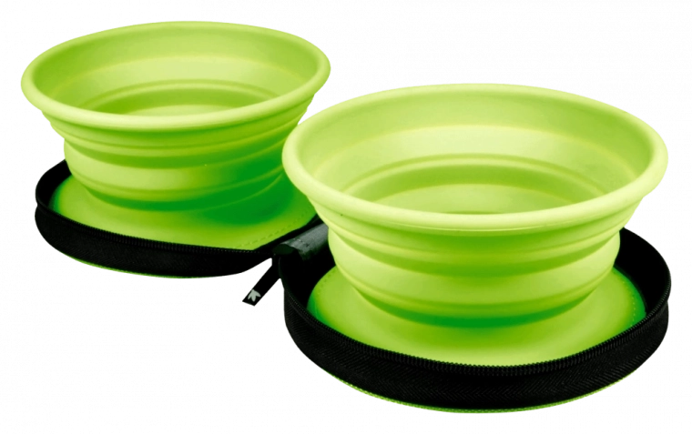 Cestovní dvojitá miska KIWI WALKER – zelená, 2 ks