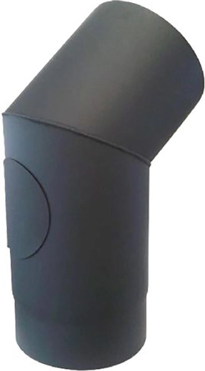 Kouřové koleno s čistícím otvorem 180 mm, 45°, tloušťka 1,5 mm, černé