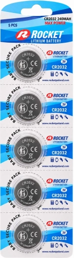 Lithiové knoflíkové baterie Rocket CR2032 3 V 240 mAh - 5 ks