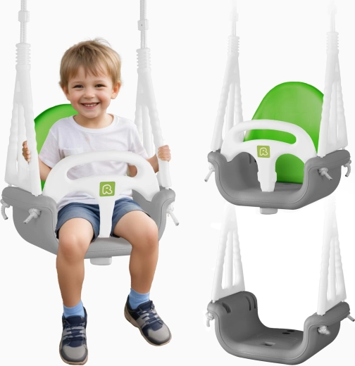 Ricokids dětská kyvadlová houpačka sloník 3v1 šedo-zelená