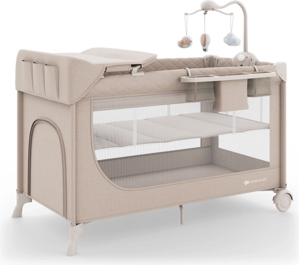 Kinderkraft cestovní postýlka Leody up beige s příslušenstvím