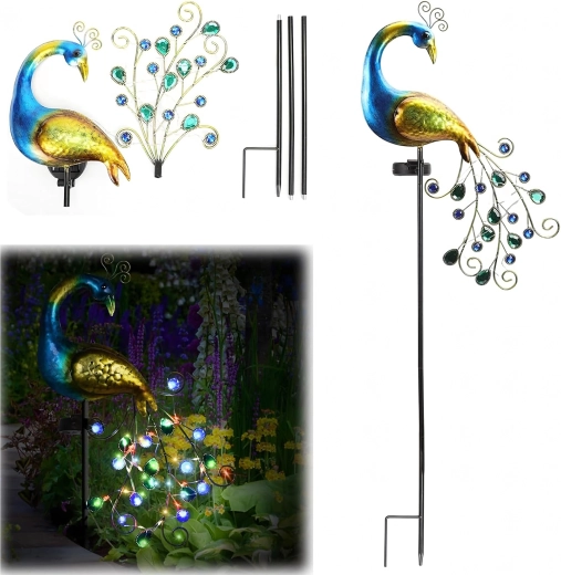 Solární páví zahradní světlo na zapíchnutí