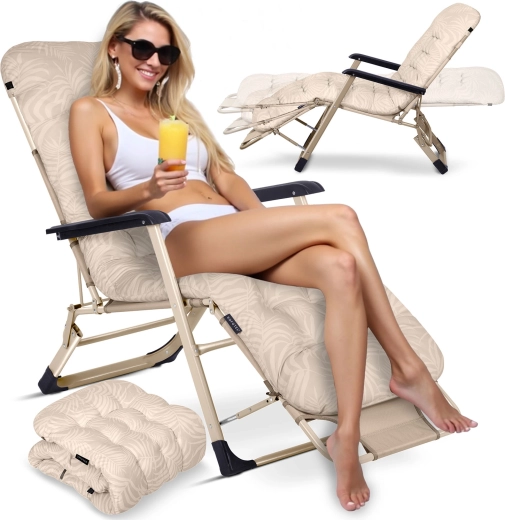 Skládací zahradní lehátko s polštářem Sofotel ChillWell, béžové