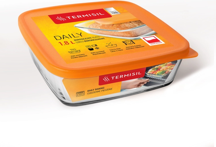 Plastová úložná dóza 1,8 l s oranžovým víkem