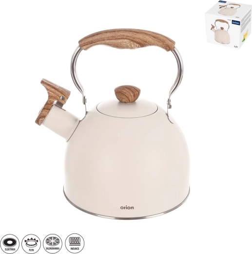 Nerezový čajník s píšťalkou beige 1,5 l