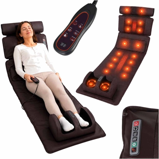 Masážní podložka na celé tělo se shiatsu polštářem, vyhříváním a ovladačem