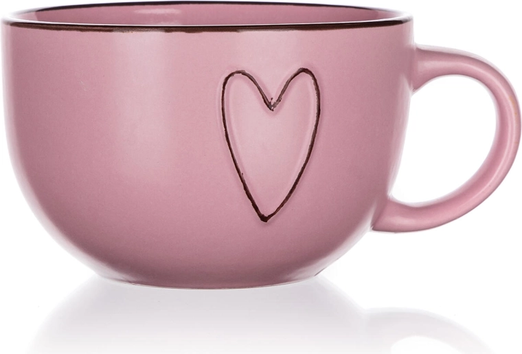 Hrnek jumbo heart růžový 730 ml keramický