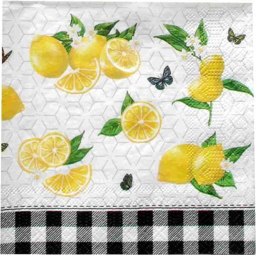 Ubrousky s motivem citronů 3vrstvé 33 × 33 cm