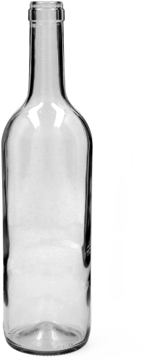 Skleněná láhev na víno 0,75 l Bordeaux, čirá