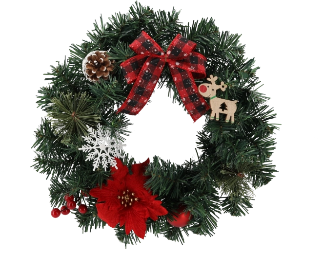 Vánoční věnec s červenou poinsettií 30 cm