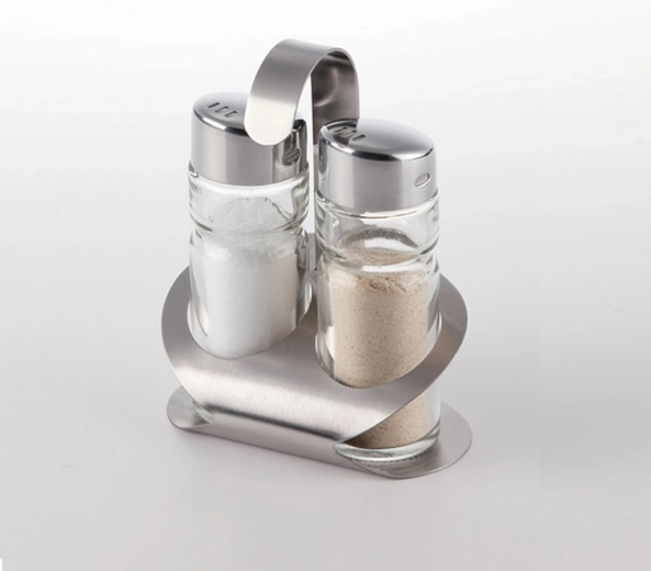 Dochucovací souprava Provence – sůl a pepř, sklo v nerezovém stojánku