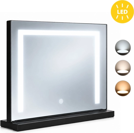 Černé LED kosmetické zrcadlo ModernHome 50 × 40 cm