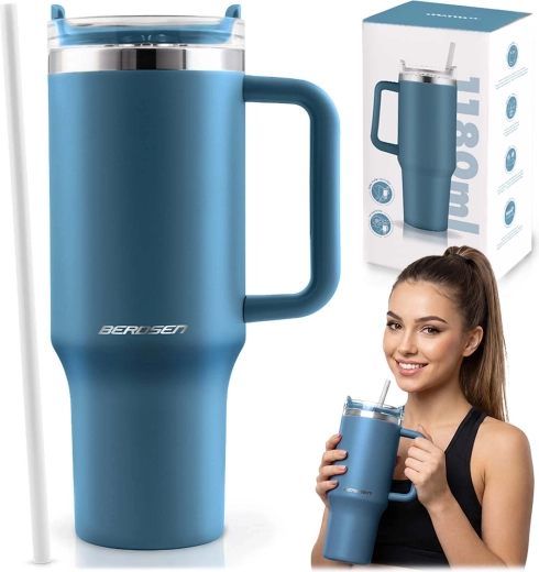 Berdsen vakuový termohrnek s brčkem 1180 ml námořnická modrá