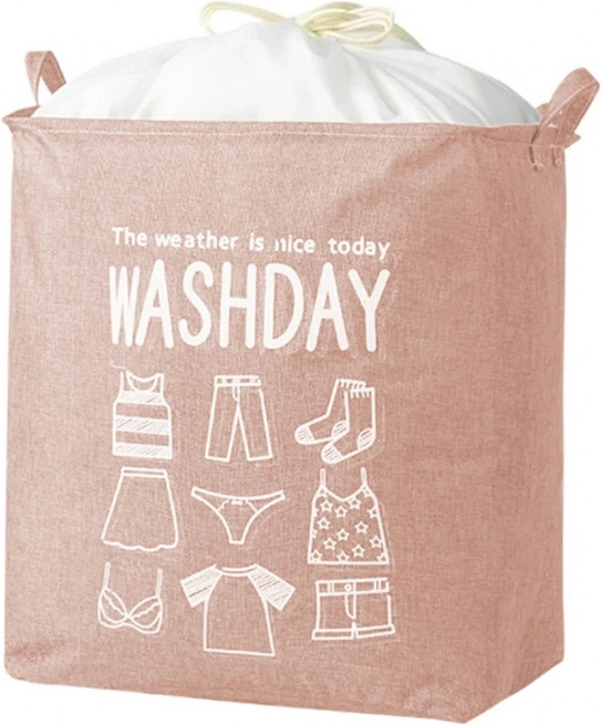 Růžový skládací koš na prádlo