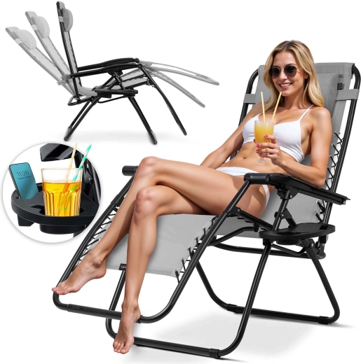 Skládací zahradní lehátko s polštářem Sofotel ChillWell šedé