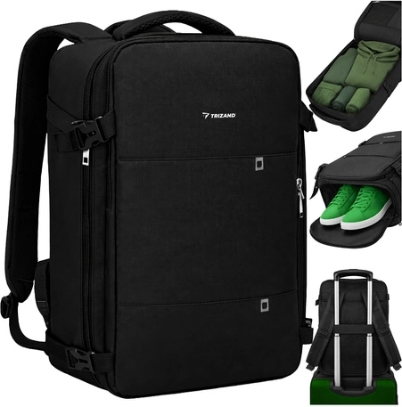 Turistický batoh Trizand s USB portem černý