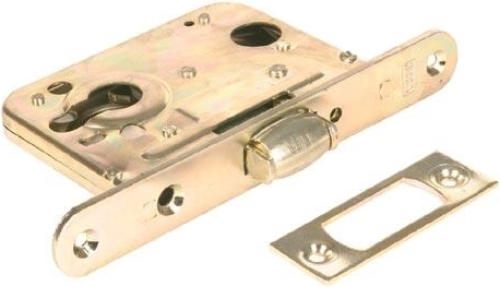Zadlabací vložkový zámek s válečkovou závorou, bílý zinek, pravolevý, 80 mm