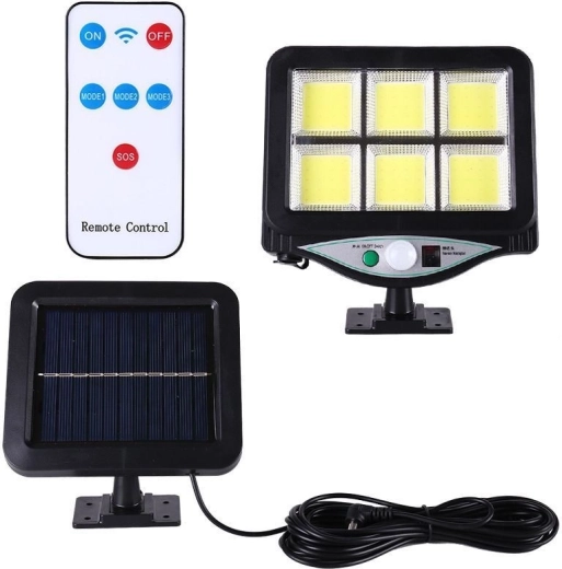 Solární LED lampa s PIR čidlem pohybu a soumrakovým senzorem + dálkové ovládání