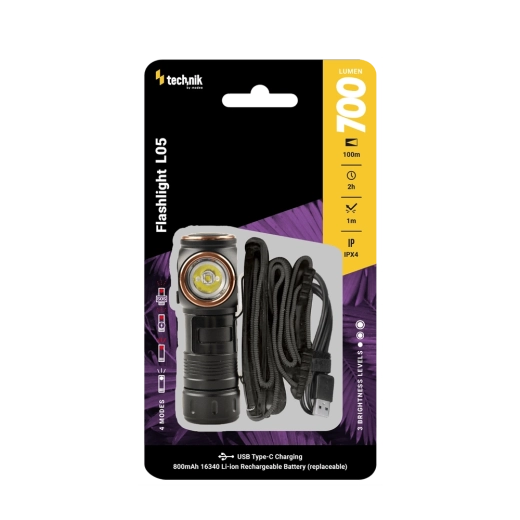 Technik L05 čelová a kapesní svítilna SST20, 700 lm, USB‑C
